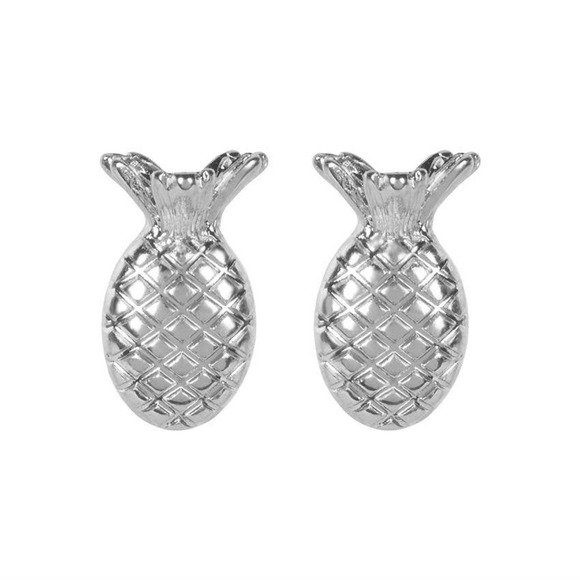 Silver Pineapple Stud Earrings - Picture 1 of 2